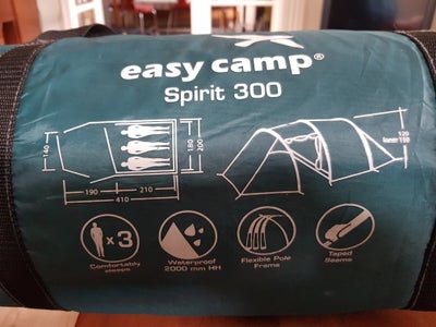 3 mands telt, Nærmest ubrugt (brugt 1 gang) easy camp Spirit 3 mands telt sælges