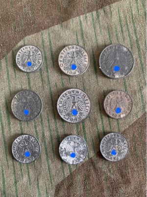 Militær, Tysk WW2 - Mønter, Tysk effekt fra 2. Verdenskrig. 100% original med garanti!

Tysk mønter.