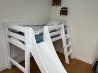 Halvhøj seng, HoppeKids Højseng 70x160 cm med rutchebane,