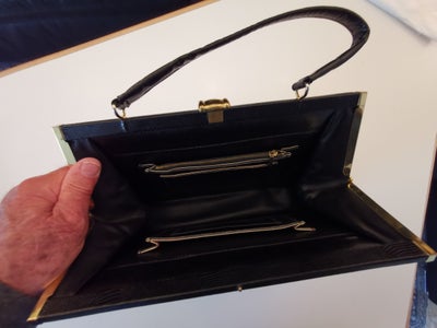Anden håndtaske, Vintage, slangeskind, Elegant vintage og helt ubrugt slangeskindstaske i mørkebrunt