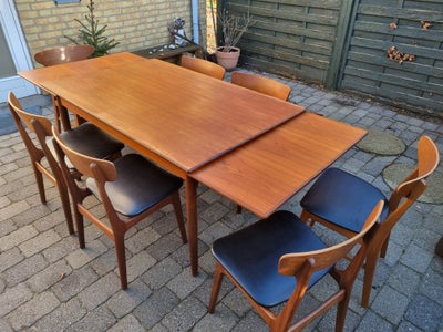 Spisebordsstol, Dansk designet spisebord med hollandsk udtræk samt 4 stole udført i teaktræ. Bordet 