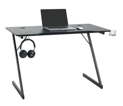 Computerbord, Jysk, b: 120 d: 60 h: 74, Gamer-bord HALSTED 60x120 m/kop- og hovedtelefonholder, sort