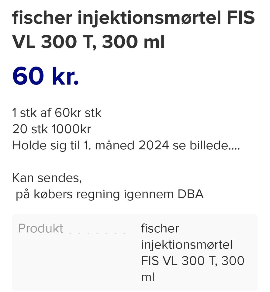 Fischer indsprøjtning mørtel