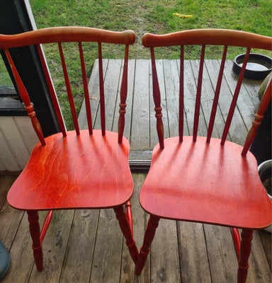 Køkkenstol, Rødbejdset træ, Farstrup, Flotte retro stole fra Farstrup, stadig med den flotte røde fa