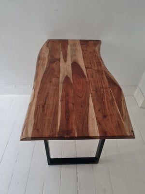 Spisebord, Træ (Akacie) og stål, b: 50 l: 120, Spisebord i massivt Akacietræ med sorte stålben. Ujæv