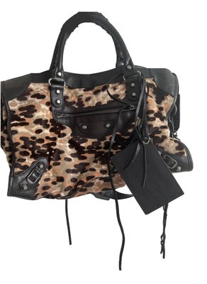 Skuldertaske, Balenciaga, kalveskind, Balenciaga city bag. Pony-style calfskin i leopard print. Medi