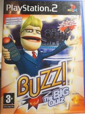 Buzz! The BIG Quiz, PS2, Buzz The BIG Quiz til Playstation 2 PS2. Spillet er testet og kører perfekt