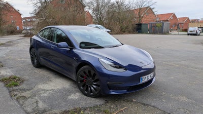 Tesla Model 3, El, 4x4, aut. 2022, km 51000, blåmetal, klimaanlæg, aircondition, ABS, airbag, alarm,