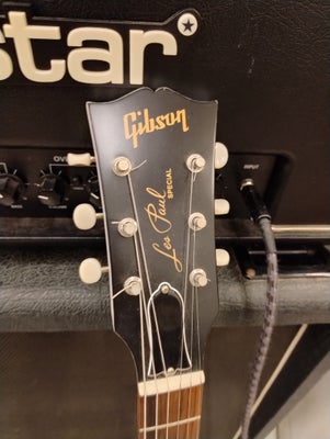 Elguitar, Gibson Les Paul special tribute, Med p90ere.
Rent rock hegn uden pis.
Incl original ny Gib