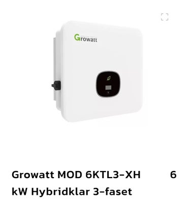 Solcelle, Hybrid inverter 6kw
Kan tåle op til 12kwp panel hvor den kan lade batteri med 6kw samtidig