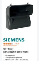 Andet, Siemens 	SIEMENS HZ9VDSB4 90° FLAD KANAL LODRET S