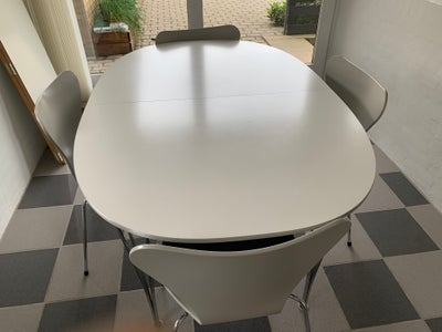 Spisebord, Piet Hein med udtræk, b: 100 l: 250, Piet Hein Super ellipse bord, med udtræk (2 plader),