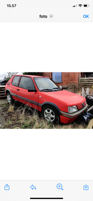 Peugeot 205, 1,6 GTi, Benzin, 1990, km 335600, rød, 3-dørs, En komplet ældre snart veteran bil som s
