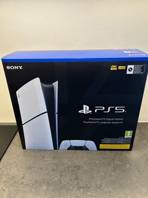 PS5 Slim Digital, PS5, Kun pakket ud og pakket ind igen. Fejlkøb, købt den 5.nov. 24 hos Telia.
Kvit