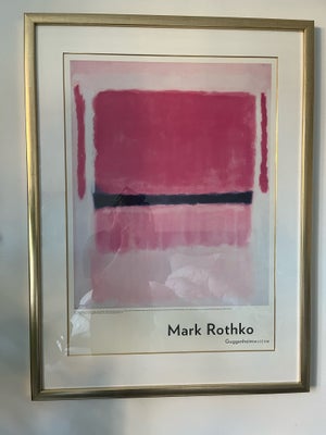 Plakat, Mark Rothko, b: 75 h: 100, Mark Rothko plakat fra Guggenheim museum. Professionelt indrammet