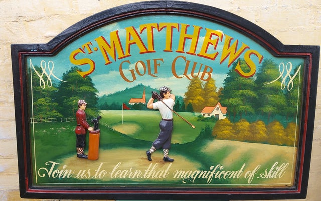 Skilte, Antik vintage St Matthews Golf Club -skilt
 L 91,5…
