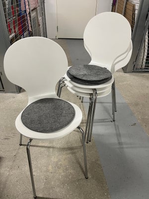 Spisebordsstol, 5 x Spisebordsstol i hvid med krom ben inkl hynder. 