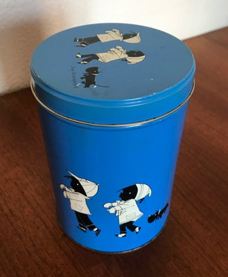 Blå Retro Dåse, Fiep Westendorp, En rigtig fin blå retro dåse med illustration af børn, hund og snem
