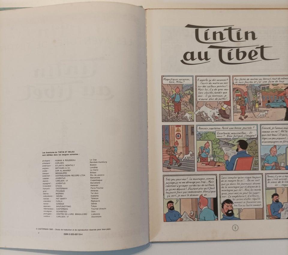 Tintin "Black Island"/Tintin au Tibet, Herge, Tegneserie