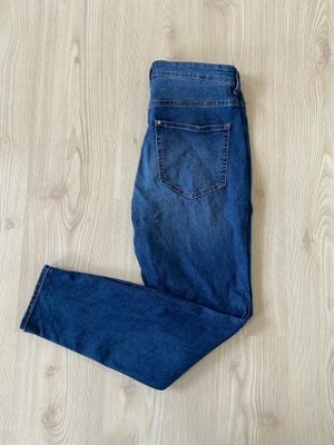 Jeans, H&M, str. 31, Mørkeblå denim højtaljede Jeggings med stræk. Mærket størrelse M, men store i s