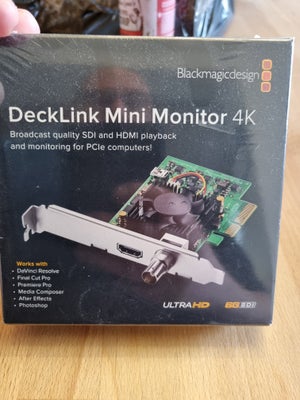 TV Tuner, Decklink mini monitor 4K, Perfekt, Uåbnet
Decklink mini monitor 4K
Halv pris 
Kun 800 kr
K