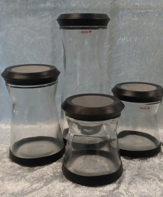 Glas, Opbevaringsglas 3 størrelser, ubrugte, Aida med sort lufttæt låg, 5 stk Aida Ubrugte, opbevari