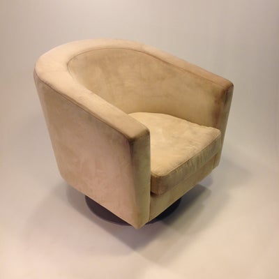 Lænestol, skind, Ruskind / Alcantara læderstol i retro vintage stil, Loungestol kontorstol / direktø