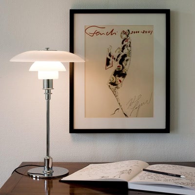 Anden bordlampe, PH 3/2 Krom bordlampe Louis Poulsen, Sælger denne virkelig flotte bordlampe, skærme