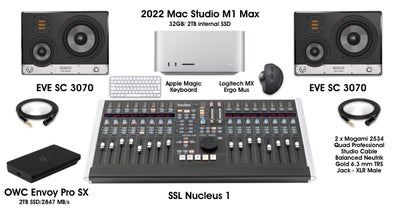 DAW Studio, SSL/Motu/EVE MIX, Komplet pro DAW studio til næsten halv pris. Nogle af tingene stadig m