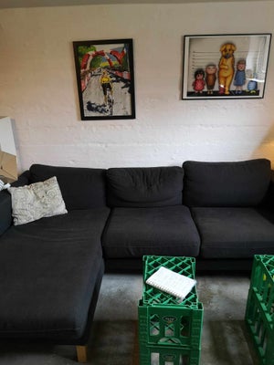 Sofa, stof, 3 pers. , Ikea, 3-personers sofa med chaiselong. Fra røg- og dyrefrit hjem. Fejler intet