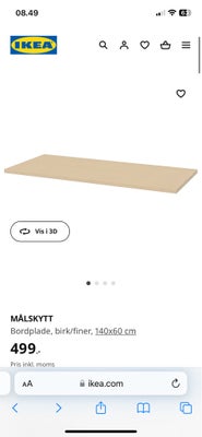 Bordplade, IKEA, Bordplade i træfarvet fra IKEA. 

Ingen ridser eller brugsspor. Bordpladen har kun 
