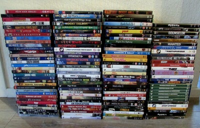 128 DVD FILM, DVD, action, 
God DVD samling med 128 titler, - et par stykker er Blu-ray.

Mange dans