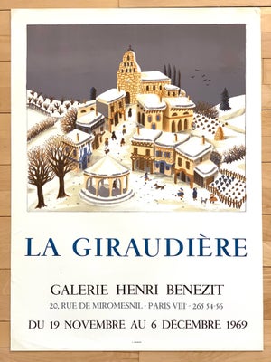 Original udstillingsplakat , Mady de la Giraudiere, b: 55 h: 75, Smuk vintage litografisk plakat af 