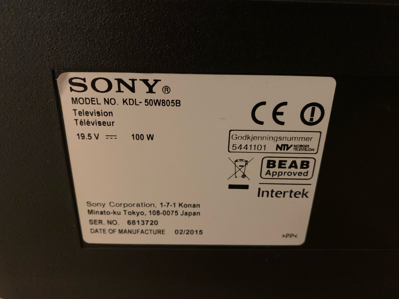 LED, Sony, KDL-50W805B