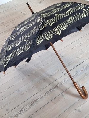 Paraply, Ukendt, Vintage paraply i perfekt tilstand og god, kraftig kvalitet. Sort med nodemønster. 