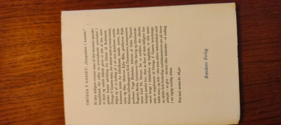 Synspunktet I kunsten, Jose Ortega y Gasset, emne: kunst og