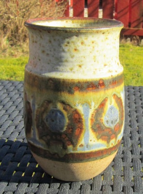 Vase, keramik / stentøj s vase i brune farver, Michael Andersen, 3 fisk, Bornholm Keramik, smuk vase