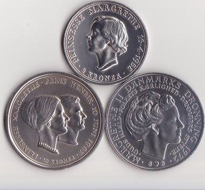 Danmark, mønter, MARGRETHE-SÆT : Erindringsmønter i sølv i pæn kvalitet.

- 1958 : 2 kroner ( Prinse