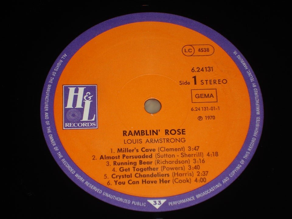 LP, Louis Armstrong – Ramblin`Rose, Jazz