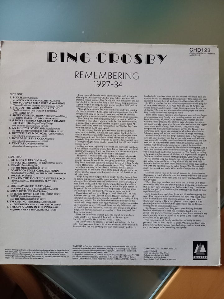 LP, Bing Crosby, Remembering 1927-34