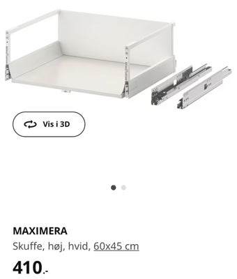 Skuffeskab, Ikea, Maximera Skuffe, høj, hvid, 60x45 cm, fejler intet, til overs efter køkken projekt