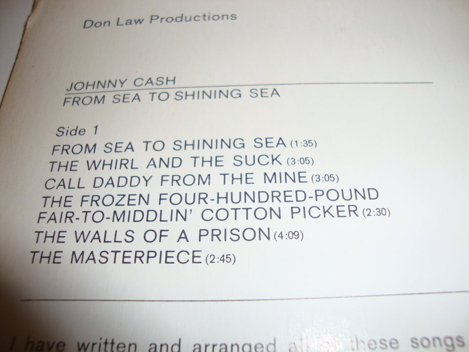 LP, JOHNNY CASH., From Sea to shining Sea.