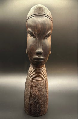 Håndskårede af tropisk træ afrikanske figurer, Vintage, 1970, Smuk buste af afrikansk dreng, 
håndsk