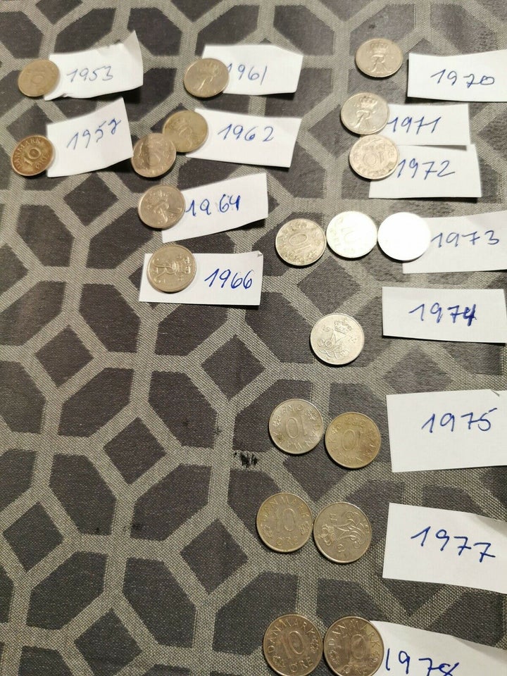 Danmark, mønter, 10øre 42stk blandet