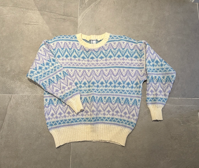 Sweater, Icesheep, str. L,  Blå, lilla og hvid,  Uld,  God men brugt, Original islandsk sweater fra 