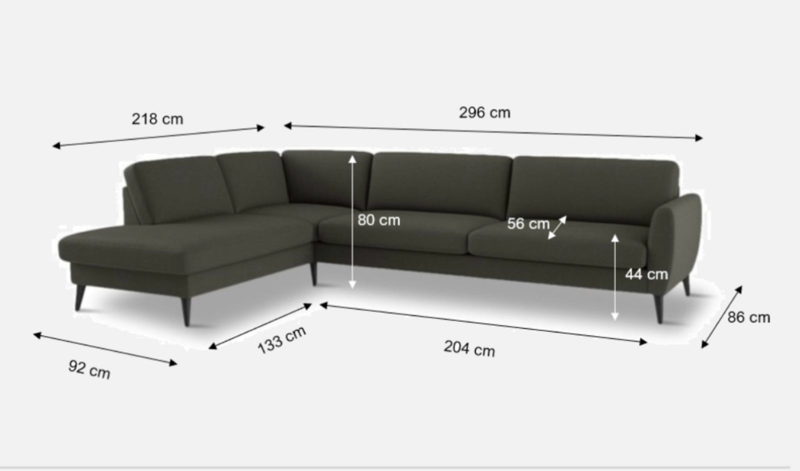 Stor flot sofa i grøn