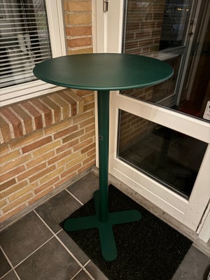 Bar, Barbord i metal. 114cm højt og 60cm i diameter. Grøn pulverlakeret.