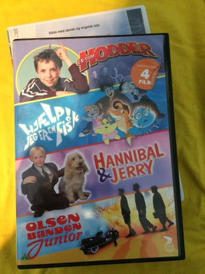 4 film i en, DVD, familiefilm, En som Hodder
Hjælp jeg er en fisk
Hannibal & Jerry
Olsen Banden juni