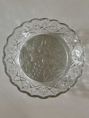 Glas, Fad, Gammelt glasfad, diameter 25 cm, højde 5 cm.