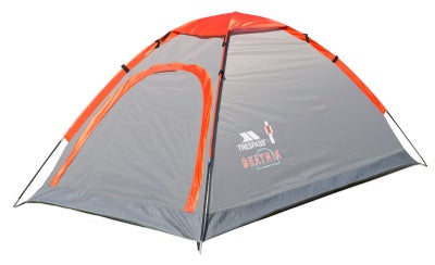 Telt, Trespass 2 personers telt model Beatnik fv. grå med orange. Mål Opslået: 200 x 120 x 100 cm. Y
